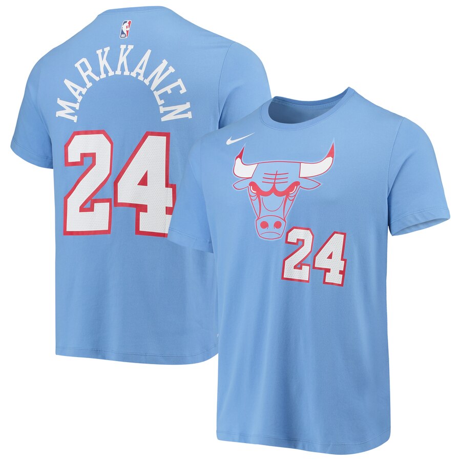 Men 2020 NBA Nike Lauri Markkanen Chicago Bulls Blue 201920 City Edition Name Number Performance TShirt